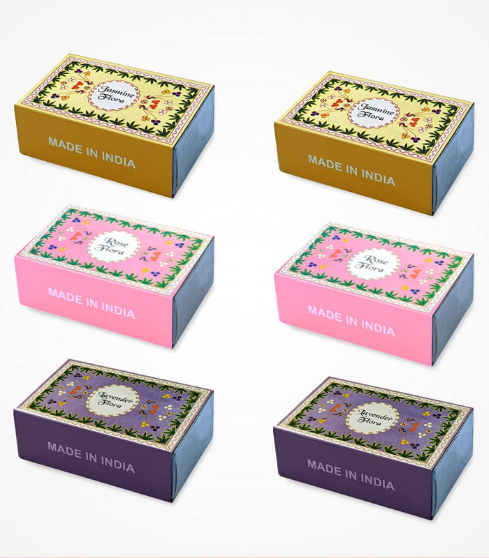 Arham Flora Dhoop Sticks Boxes - Jasmine, Lavender, Rose (Pack of 6)